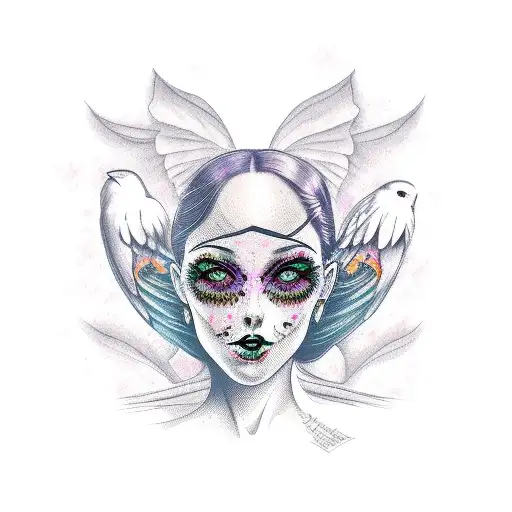 Gothic Cute Girl With A Raven