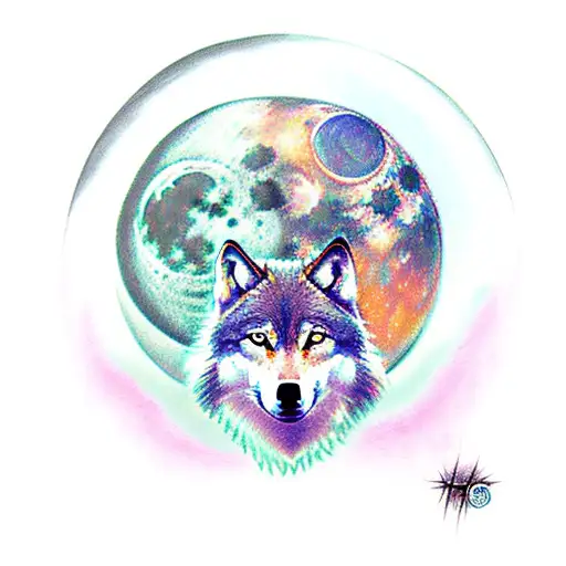 Wolf And Moon