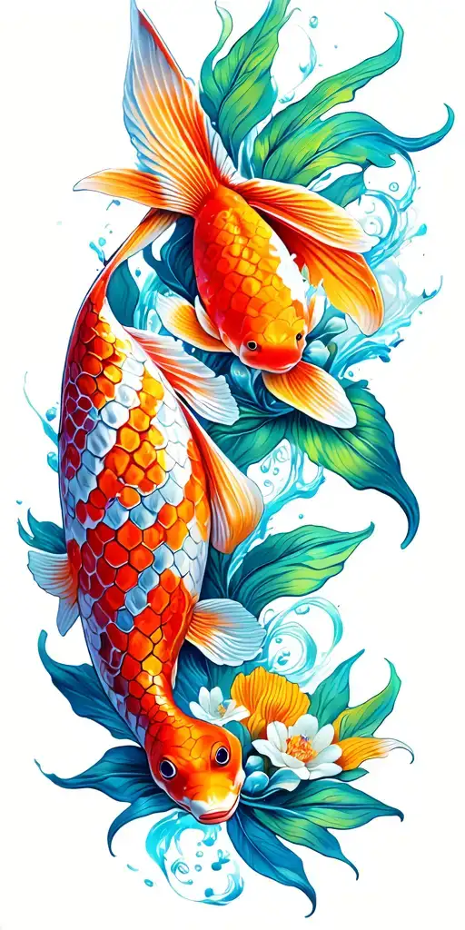 Koi Fish Music Plane Flowers Honey Comb