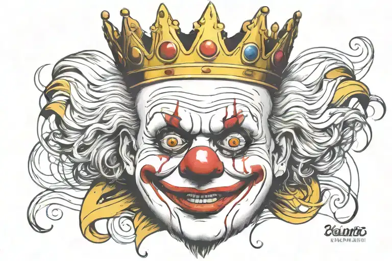 Small Clown Face That's Scary But Simple With Crown