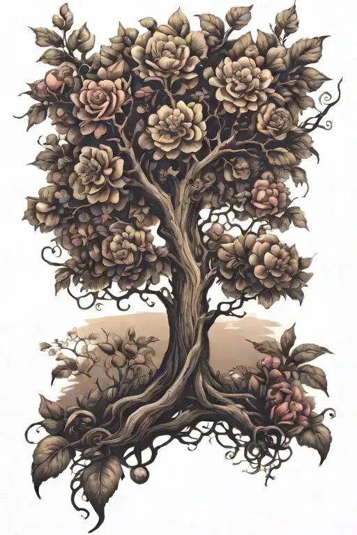 Tree With Dark Floral Ornament