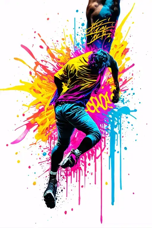 A Black Backdrop With Tate Vertically Running Down Forearm In Colorful Graffiti