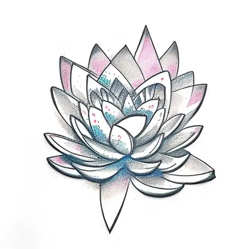 A Sketch-style Tattoo Of A Graceful Bird Perched On A Blooming Lotus Flower
