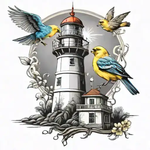Yellow Canary And Lighthouse