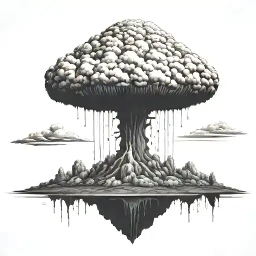 A Nuclear Explosion Mushroom Cloud Contained Within A Perfect Black Square