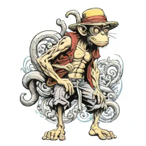 Monkey In Luffy Costume Standing