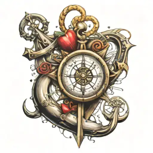 Anchor Compass Heartbeat Line