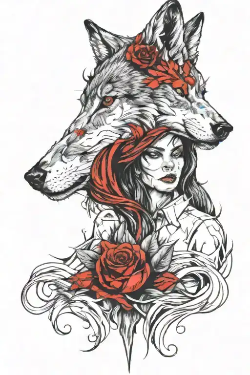Wolf Face Wolf Head Red Skinned Girl