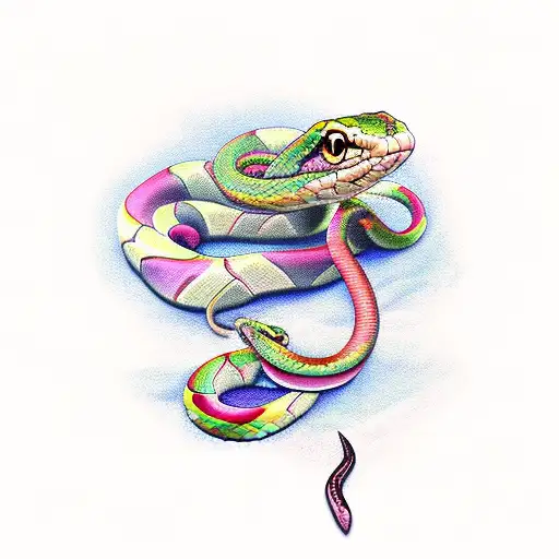 Snake With Knife And Flower