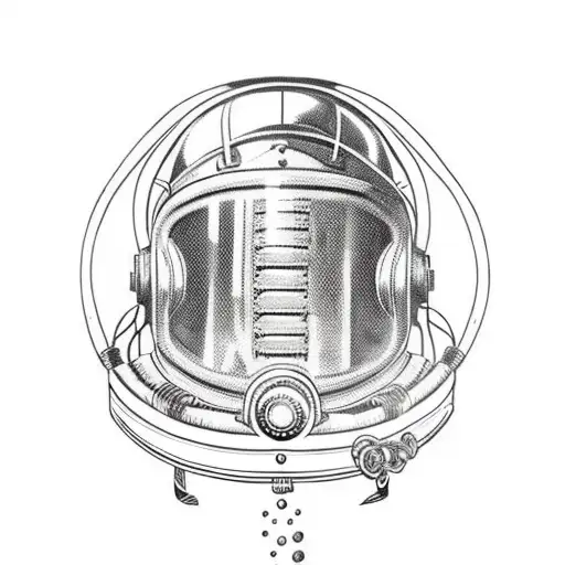 Vintage Diver Helmet With Outer Space Halfway Filling The Window