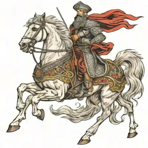 Skanderbeg On His Horse Galloping As A Great Warrior