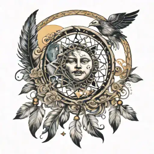 Whimsical Sun And Moon Dream Catcher