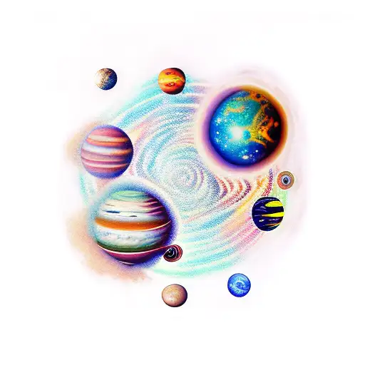 Galaxy With Planets And Stars