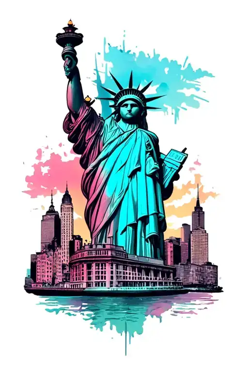 New York Themed Half Sleeve Tattoo Blended With The Silhouette