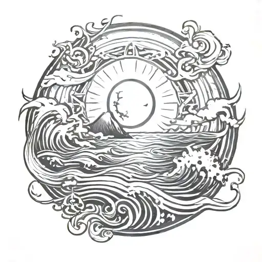Sun Moon And Ocean Waves