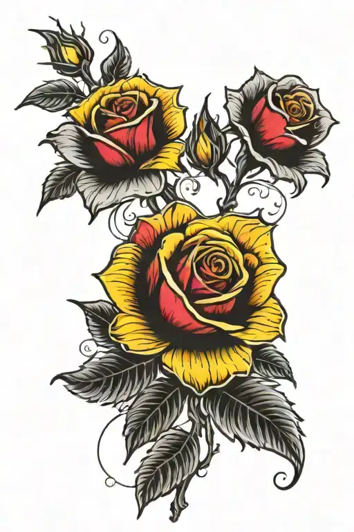 3 Roses Yellow Red Black