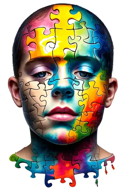 Autism Awareness Combin With Beating Mental Health Issues Puzzle Pieces
