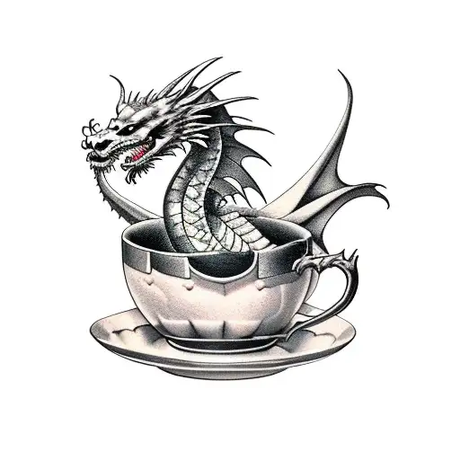 Dragon Curled Around A Teacup