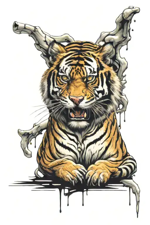 Angry Tiger With Bone Head