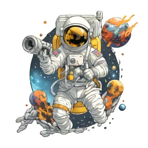 Astronaut Floating In Space With A Mic