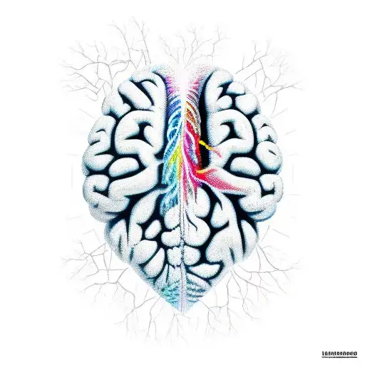Vertical Brain And Heart Connected With Dna