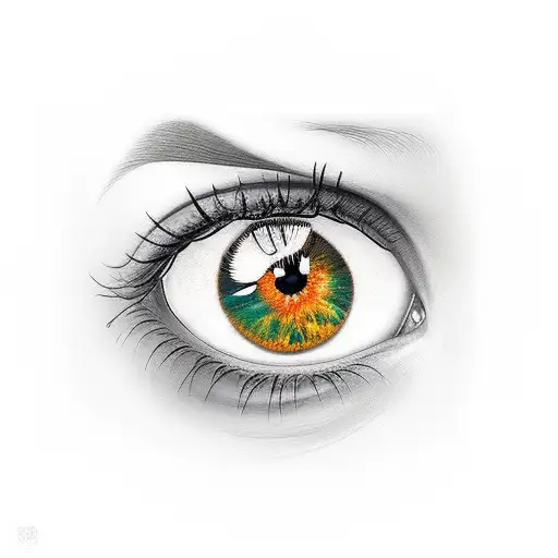 Woman Face With Orange Color And Cat Eye