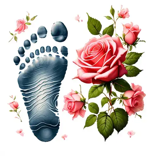 Rose And Baby Footprint