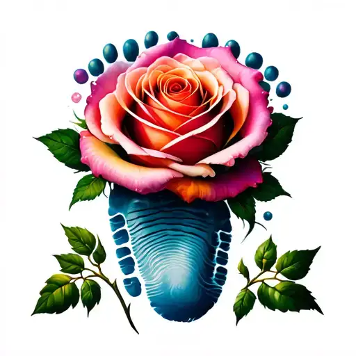Rose And Baby Footprint