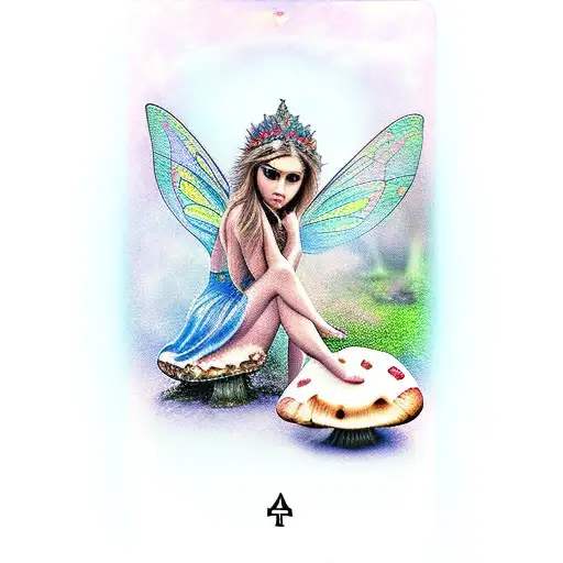 Fairy Sitting On A Mushroom Tarot Card Style