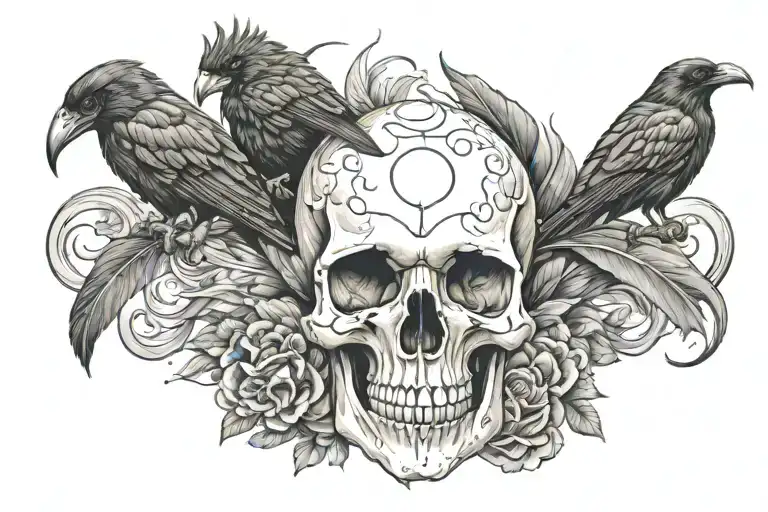 Skull And Raven Skull