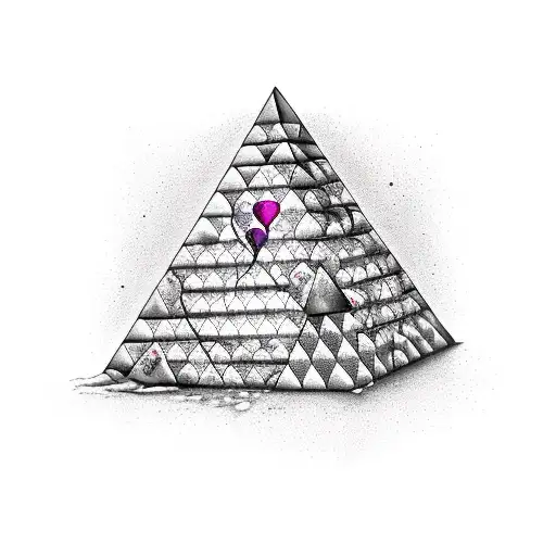 Hourglass With Bleeding Heart Inside The Top Half And Pyramid In Bottom