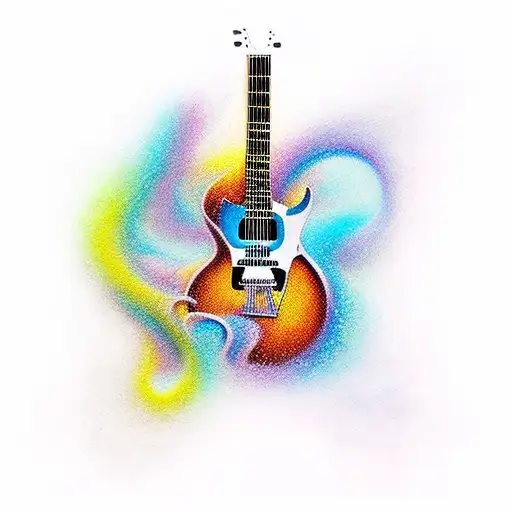 A Guitar Merging Into A Flowing River Written Riha