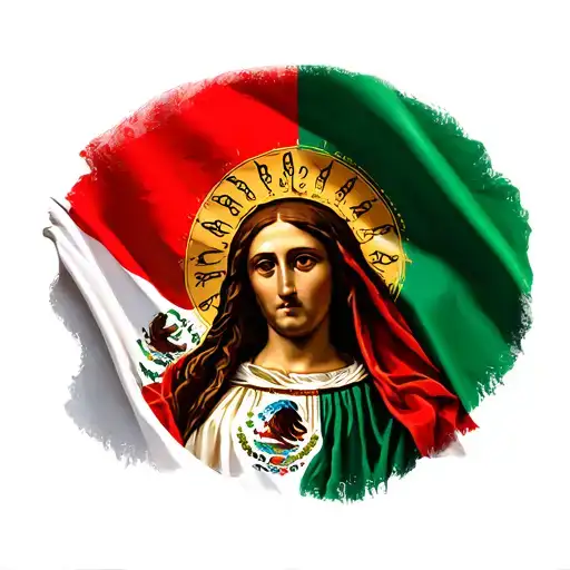 Saint Mary Wearing Mexico Flag