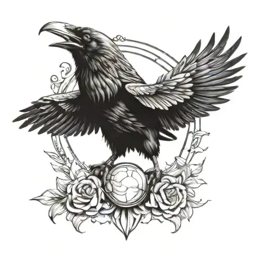 Raven And Game Tattoo For