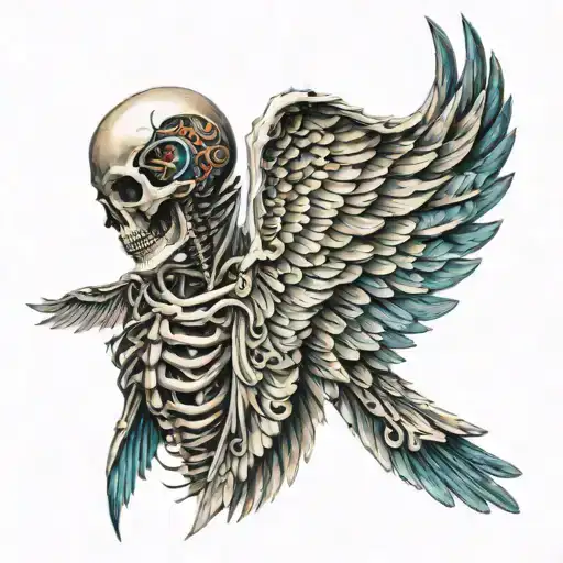 One Skeletal Wing In Leftside And An Angel Wing On The Right Side Backpiece