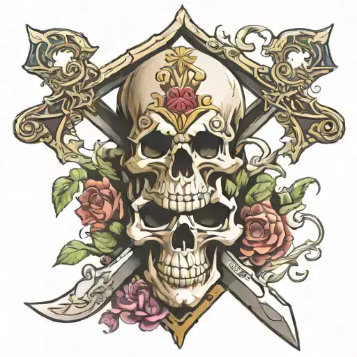 Skull Swords Family Crest