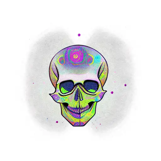Trippy Skull Multicolor With A Meaty Neck