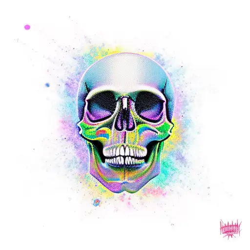 Trippy Skull Multicolor With A Muscular Neck And Shoulders