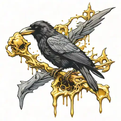 Raven With Gold Drip