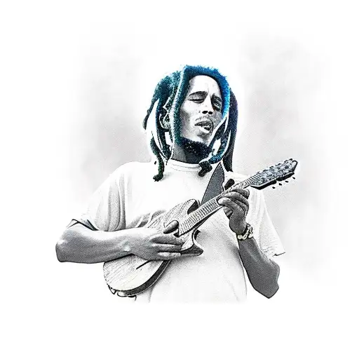 Bob Marley Smoking A Joint While Playing The Guitar