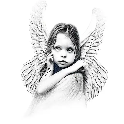 Angel With Young Girl