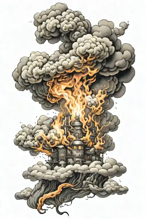 Abstract Smoke Rising Black Grey Tattoo Depicting