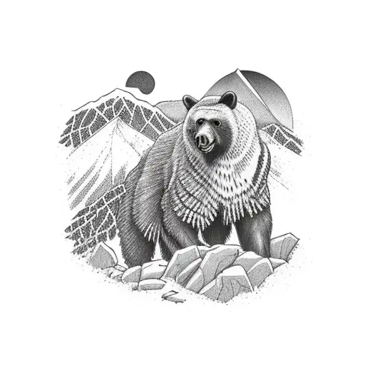 Appalachian Mountains With A Hawk And Bear