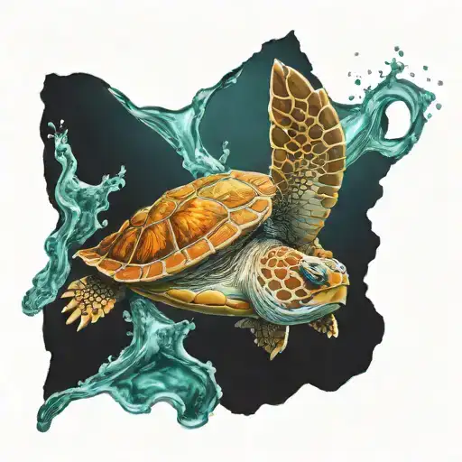 Loggerhead Caretta Trying To Reach Water