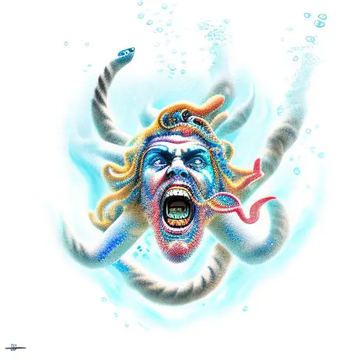 Poseidon Under The Sea With Color