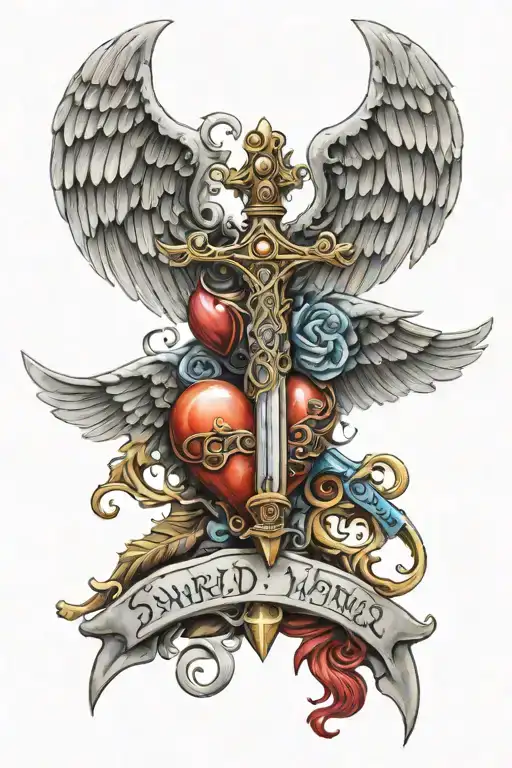 Sword Wings Heart Handle