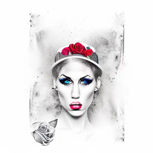 White Gangster Girl With A Gambling Theme And Rose