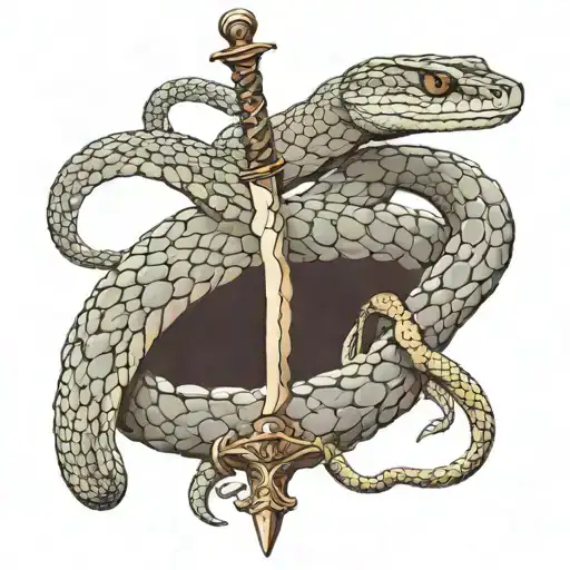 Snake Around A Sword Stuck In A Stone