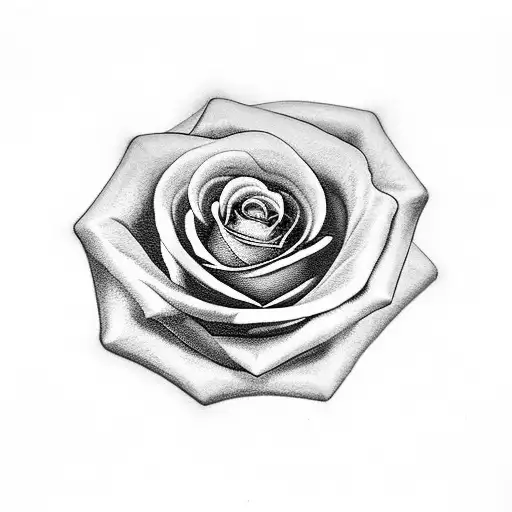 Realistic Dagger With Traditional Rose In Black And Grey