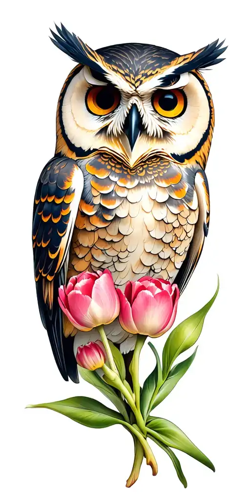 Tulips Skull Owl Crying